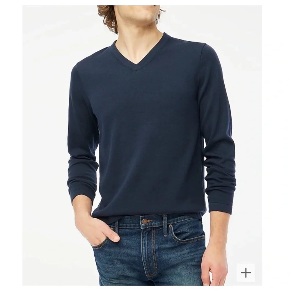 J Crew Navy XL Cotton V-neck sweater-tee - Picture 8 of 9
